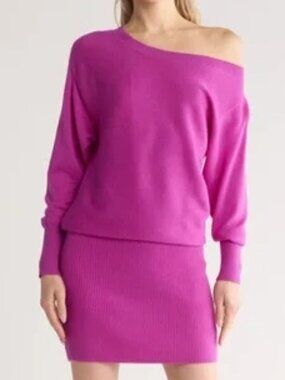 Ramy Brook Anna 100% Merino Wool Off the Shoulder Sweater Dress XXL